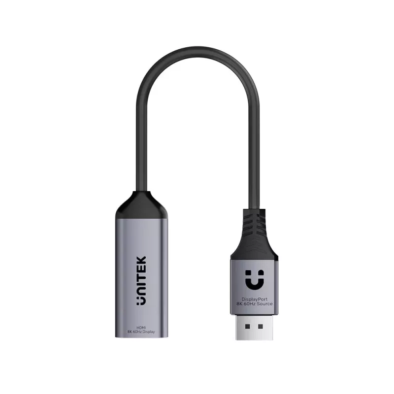 UNITEK adaptador DisplayPort para HDMI 2.1 8K@60Hz HDR 48Gbps 15cm