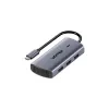 UNITEK USB-C hub multiporta 6-em-1 | 3x USB-A 5Gbps | PD 100W | HDMI 4K@30Hz | RJ45 Gigabit Ethernet | Space Grey