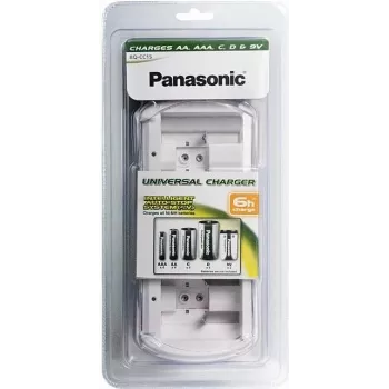 Carregador de baterias Ni-MH Smart & Quick Panasonic BQ-CC15E/1B para AA e AAA, 4 compartimentos, canais individuais, AC 100-240V