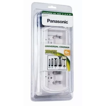 Carregador de baterias Ni-MH Smart & Quick Panasonic BQ-CC15E/1B para AA e AAA, 4 compartimentos, canais individuais, AC 100-240V
