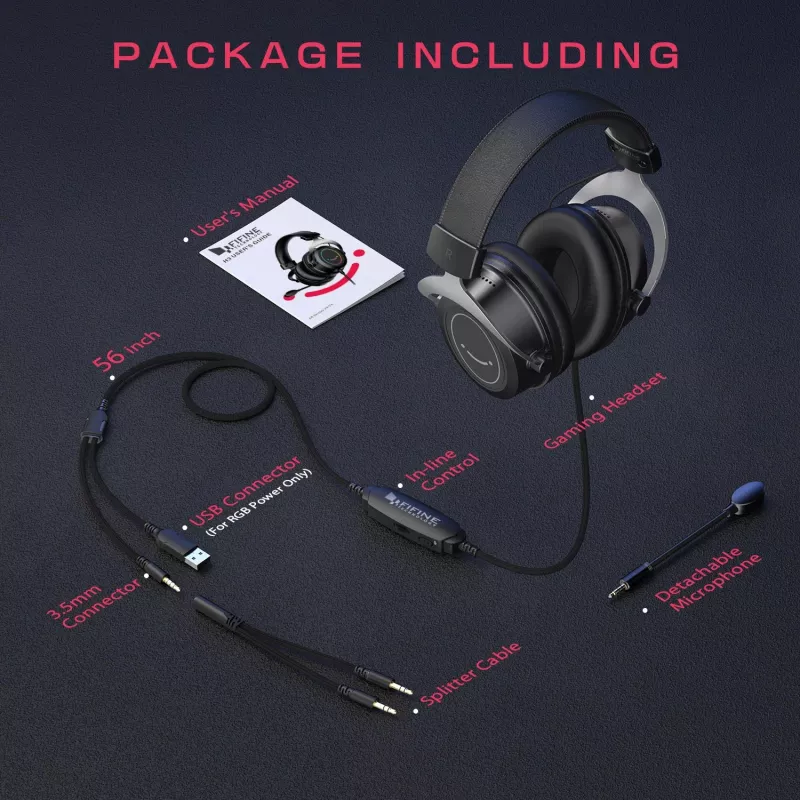 FIFINE H3 AmpliGame Headset Gaming Over-Ear com fios, microfone removível, drivers de 50 mm, USB-A, Preto