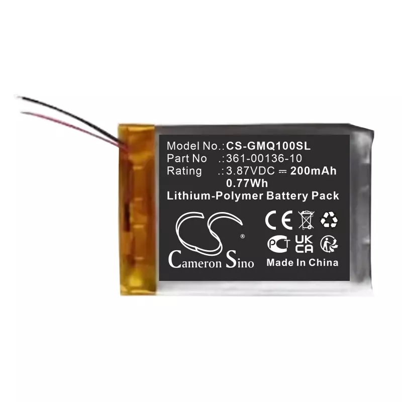 Cameron Sino Bateria de substituição para Garmin Venu Sq / Venu Sq 2 / Music – 100 mAh Li-Polymer, 3,85 V, 361-00136-10 / 361-00136-20