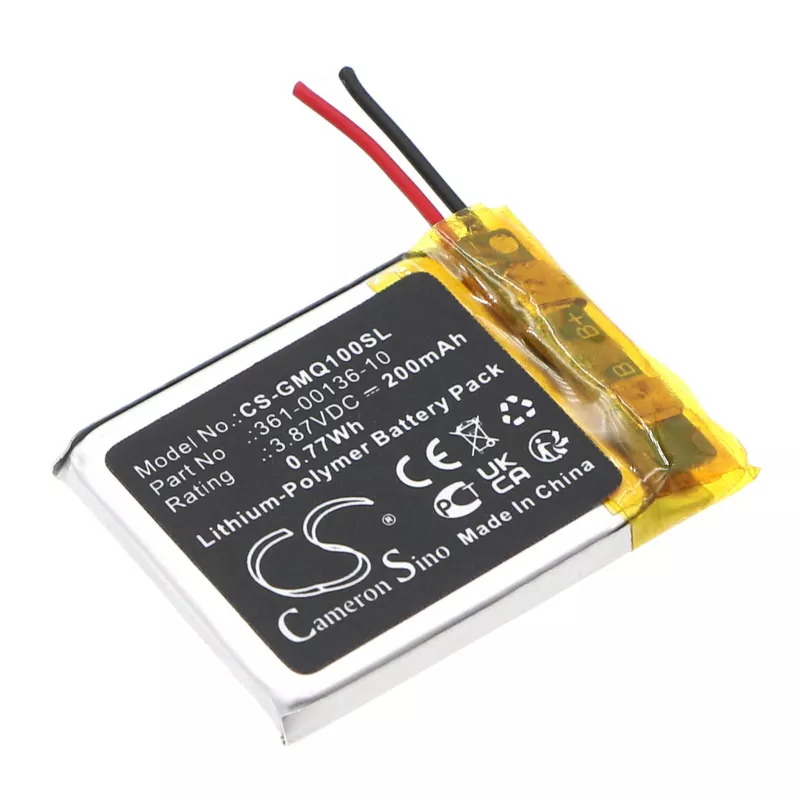 Cameron Sino Bateria de substituição para Garmin Venu Sq / Venu Sq 2 / Music – 100 mAh Li-Polymer, 3,85 V, 361-00136-10 / 361-00136-20