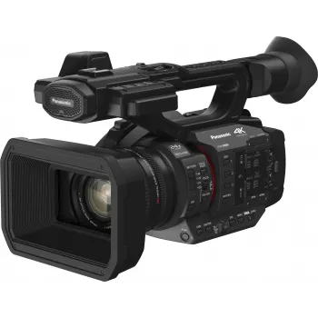 Panasonic HC-X2E camcorder profissional 4K Ultra HD com objetiva Leica Dicomar 20x, 5 eixos Hybrid O.I.S.+, entradas XLR duplas, 3G-SDI, Wi-Fi, ranhuras duplas para cartões SD