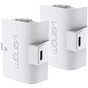 Venom pack duplo de baterias branco PS5 – bateria para comando DualSense (2x 800mAh Li-Ion, Play & Charge, proteção contra sobrecarga)