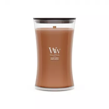 WoodWick Radiant Amber vela perfumada 609,5g com pavio de madeira, até 180 horas de queima, recipiente de vidro ampulheta
