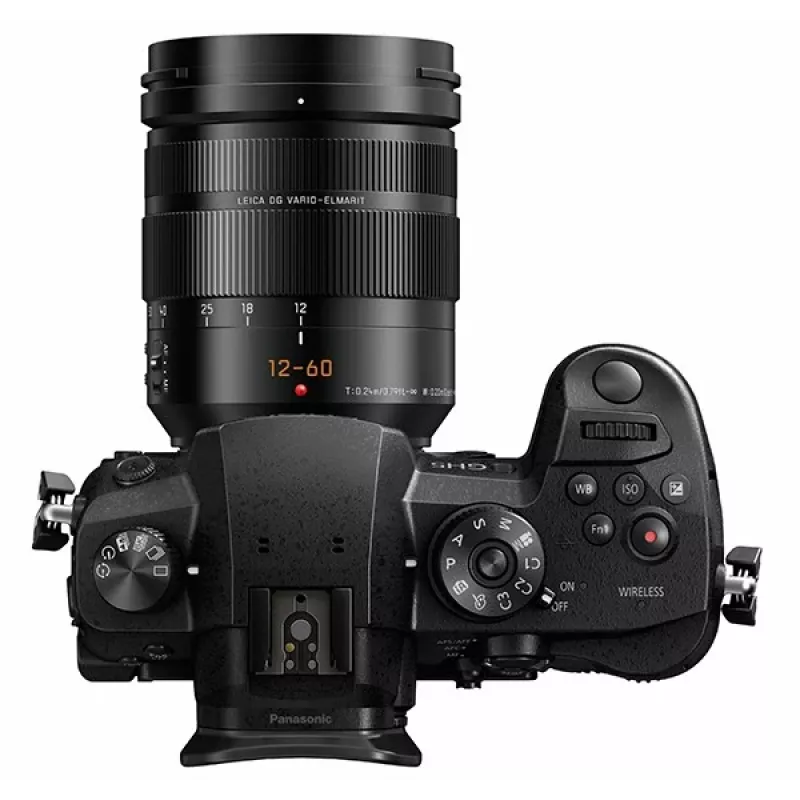 Câmara de sistema Panasonic Lumix DC-GH5LEG-K com objetiva Leica DG Vario-Elmarit 12-60mm f/2.8-4 ASPH. POWER O.I.S., 20,3MP Micro Four Thirds, vídeo 4K 60p, Dual I.S. 2 de 5 eixos, Wi-Fi/Bluetooth, resistente a salpicos e ao frio, preto
