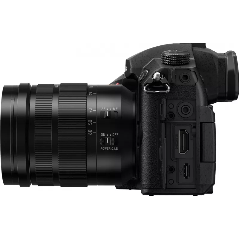 Câmara de sistema Panasonic Lumix DC-GH5LEG-K com objetiva Leica DG Vario-Elmarit 12-60mm f/2.8-4 ASPH. POWER O.I.S., 20,3MP Micro Four Thirds, vídeo 4K 60p, Dual I.S. 2 de 5 eixos, Wi-Fi/Bluetooth, resistente a salpicos e ao frio, preto