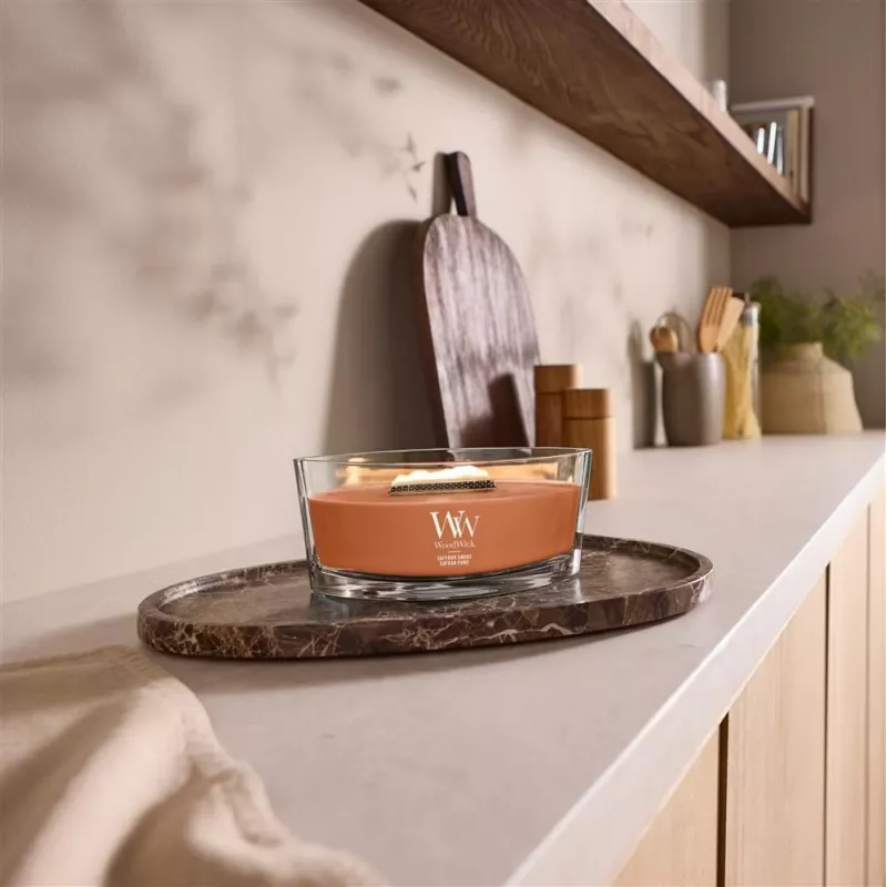 Vela perfumada WoodWick Saffron Smoke Ellipse 453,6 g