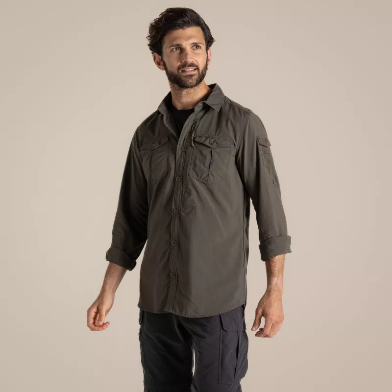 Craghoppers NosiLife Adventure LS camisa III - verde-floresta (M)