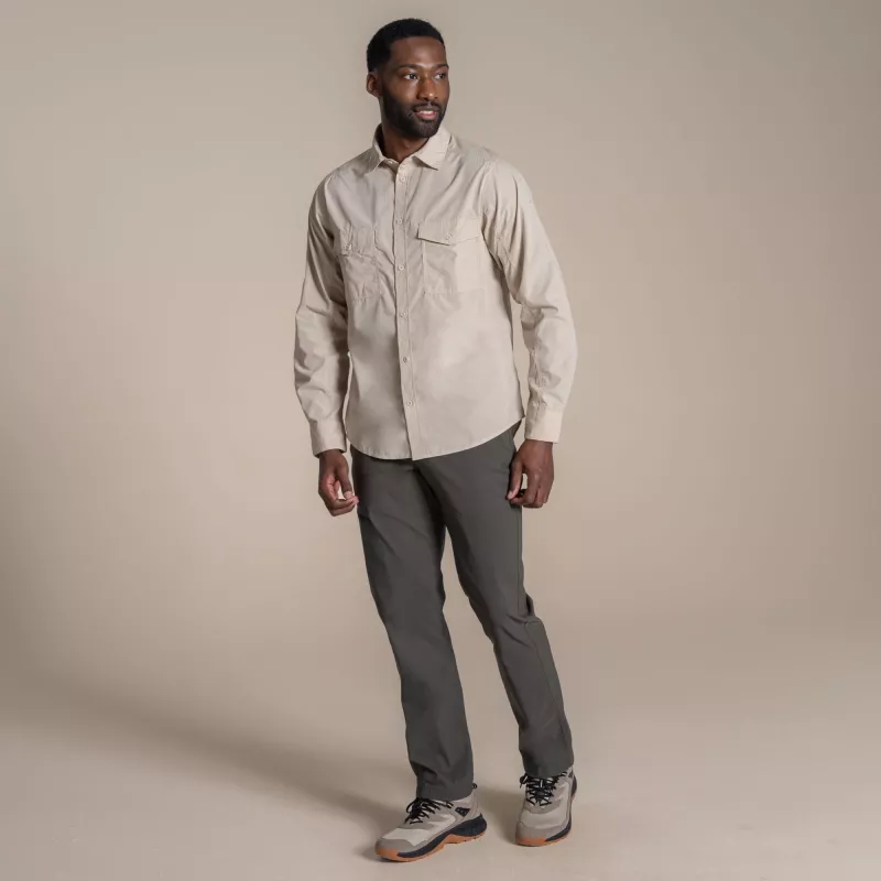 Craghoppers Kiwi II camisa de viagem de manga comprida - aveia - XL