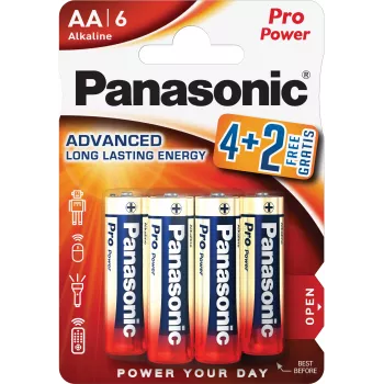 Panasonic Alkaline Power pilhas AA LR6PPG/6BP pack 4+2 grátis (6 unidades)