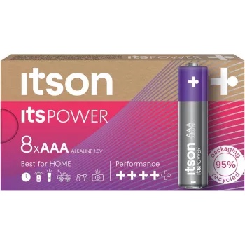 ITSON LR03IPO/8CB pilhas alcalinas AAA, pack de 8, 1,5V, longa durabilidade