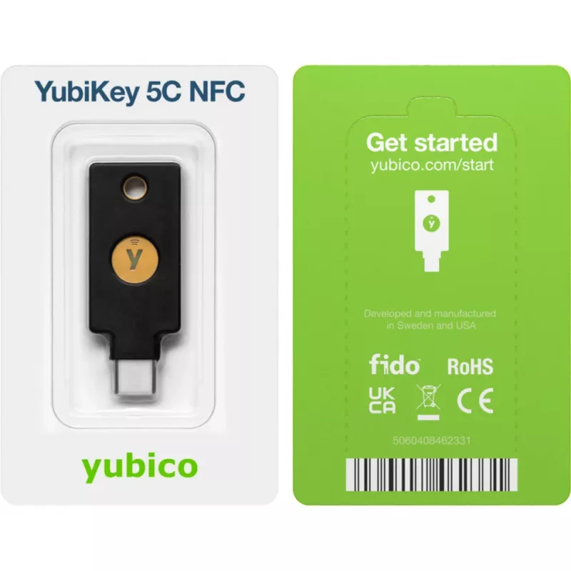 Chave de segurança YubiKey 5C NFC (preto/dourado, pack de 2)