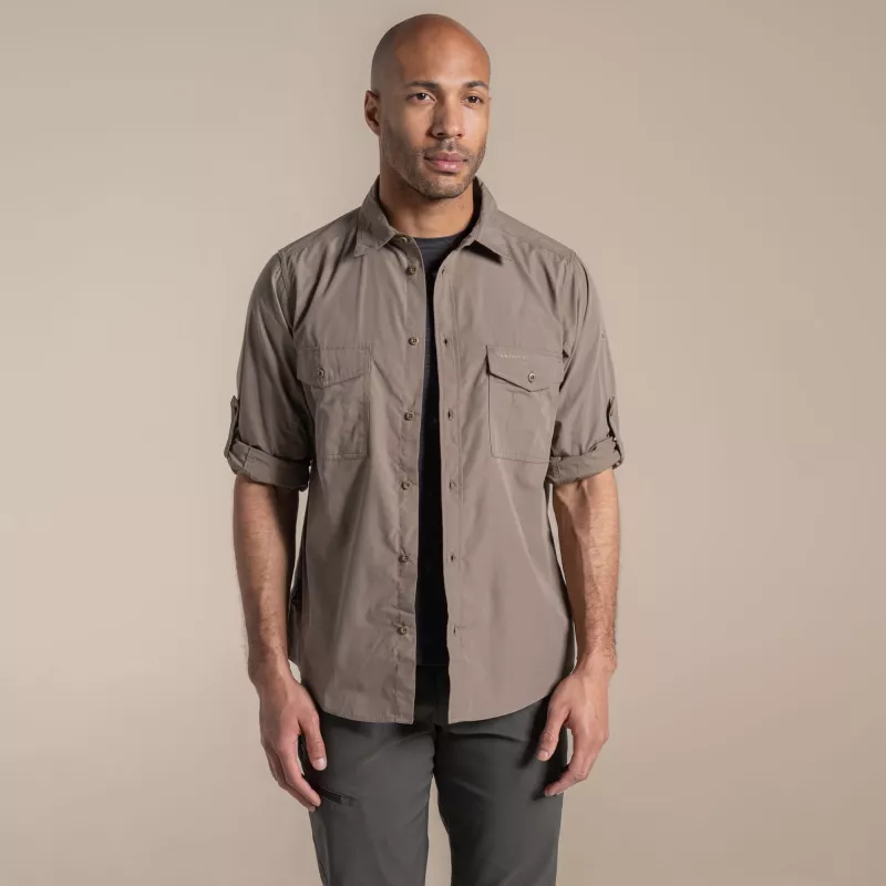 Camisa de viagem de manga comprida Craghoppers Kiwi II - Pebble, XXL