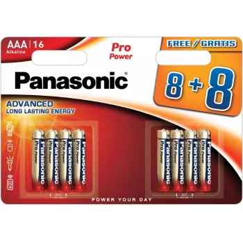 Pilhas alcalinas Panasonic Batteries LR03PPG/16BW 8+8 AAA, pack de 16