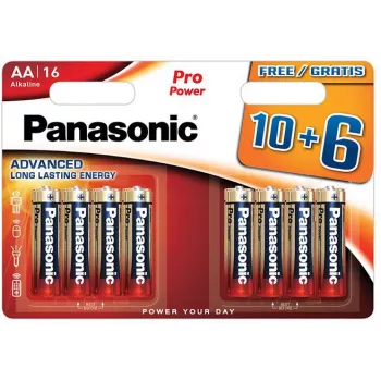 Pilha alcalina Panasonic Alkaline Power AA pack de 16 (10+6 bónus) LR6 1,5V