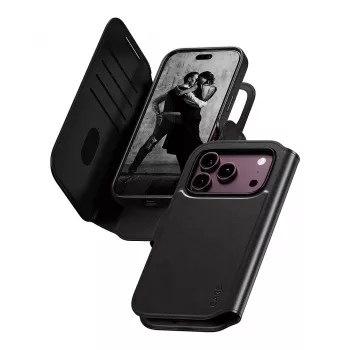 Carteira 2 em 1 com suporte CARE™ by PanzerGlass® Tango preta com MagSafe para iPhone 18 Pro / 17 Pro
