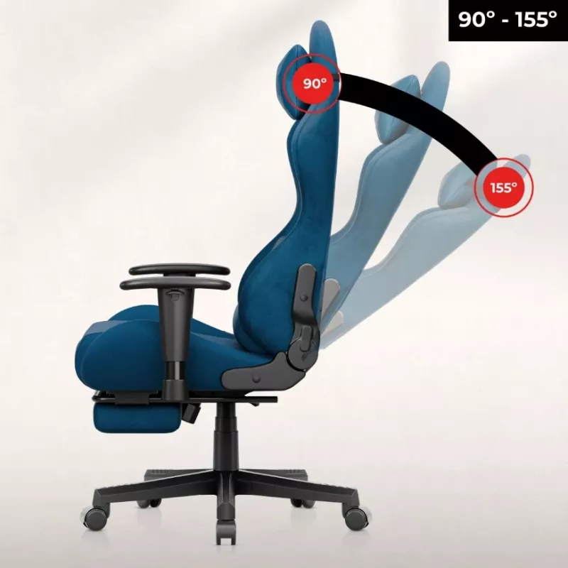 Cadeira gaming ergonómica Huzaro Force 5.7 azul - pele PU, apoios de braços ajustáveis, encosto ajustável, almofadas lombar e cervical