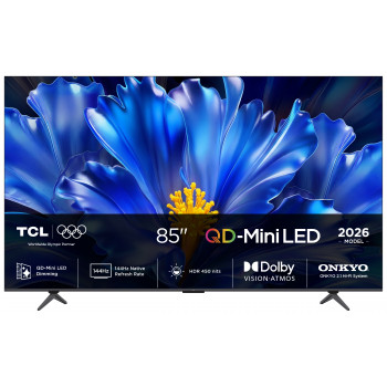 TCL 85QLED810L 85 polegadas 4K Ultra HD QLED Mini-LED Google TV com painel de 144Hz, Dolby Vision IQ, som Onkyo 2.1, Game Master Pro 2.0