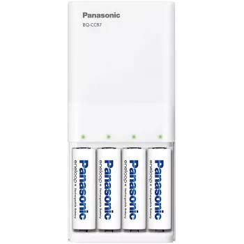 Panasonic eneloop BQ-CC87USB carregador com 4 pilhas recarregáveis de 1900 mAh (K-KJ87MCC40USB)