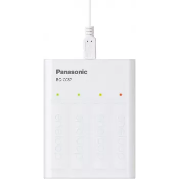 Panasonic eneloop BQ-CC87USB carregador com 4 pilhas recarregáveis de 1900 mAh (K-KJ87MCC40USB)