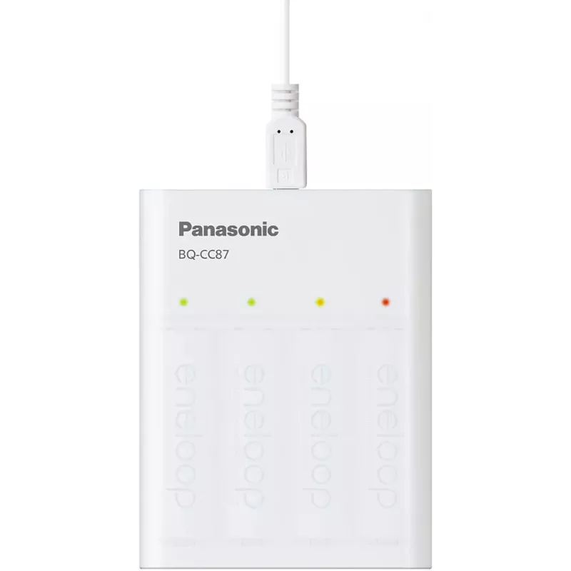 Panasonic eneloop BQ-CC87USB carregador com 4 pilhas recarregáveis de 1900 mAh (K-KJ87MCC40USB)