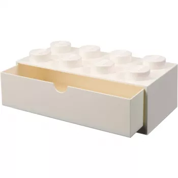 LEGO Brick 8 Gaveta de secretária caixa de armazenamento branca com 8 pinos