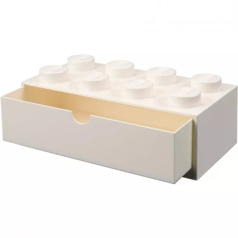 LEGO Brick 8 Gaveta de secretária caixa de armazenamento branca com 8 pinos