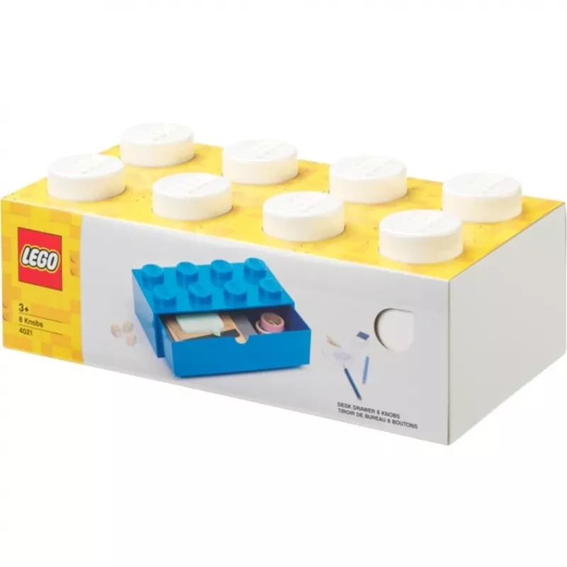 LEGO Brick 8 Gaveta de secretária caixa de armazenamento branca com 8 pinos