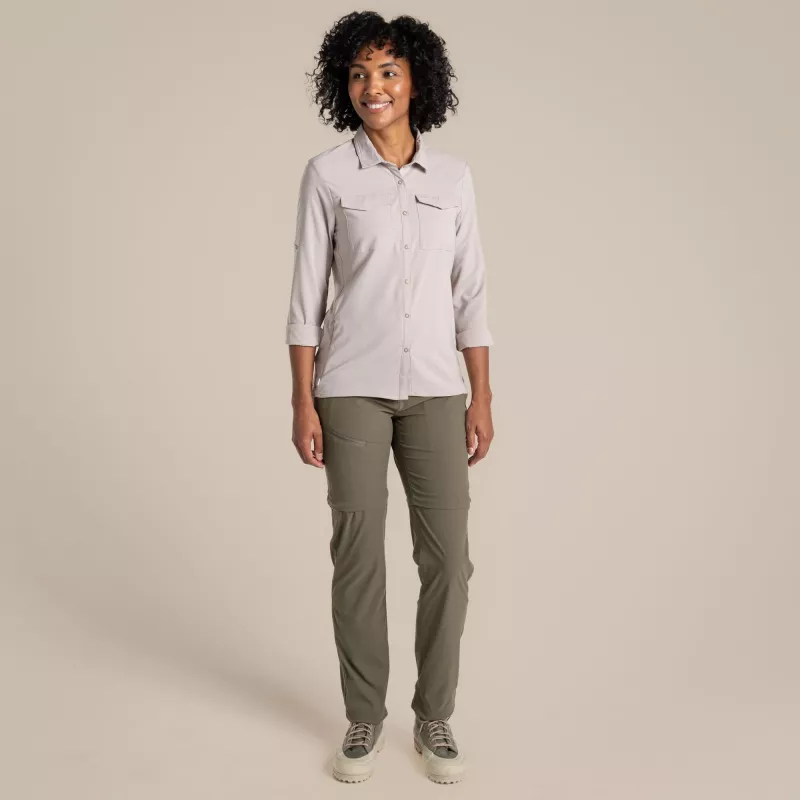 Craghoppers NosiLife Pro LS Shirt III camisa de viagem mulher - Soft Mushroom, XS