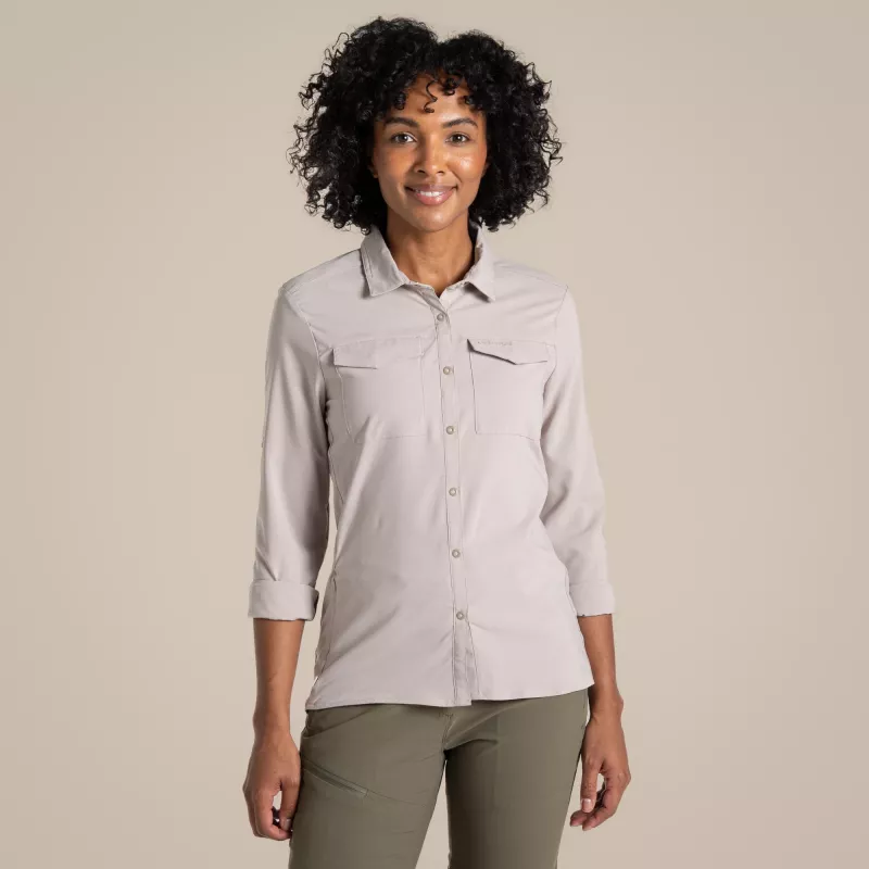 Craghoppers NosiLife Pro LS Shirt III camisa de viagem mulher - Soft Mushroom, XS