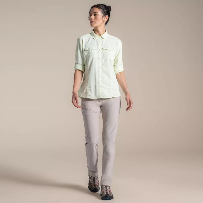 Craghoppers NosiLife Adventure LS Shirt III camisa de viagem mulher - Pear Drop, tamanho S