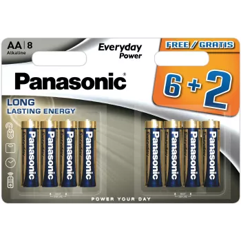 Panasonic Everyday Power pilhas alcalinas AA LR6 blister de 8 (6+2 bónus)