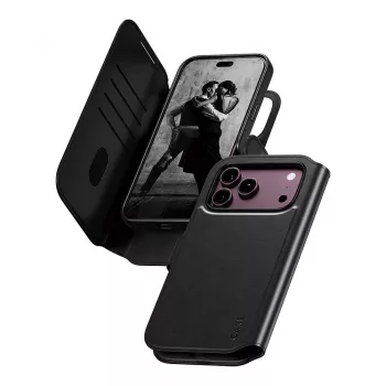 Capa flip CARE by PanzerGlass Tango para Apple iPhone 17 Pro Max - compatível com MagSafe - pele vegana - preta