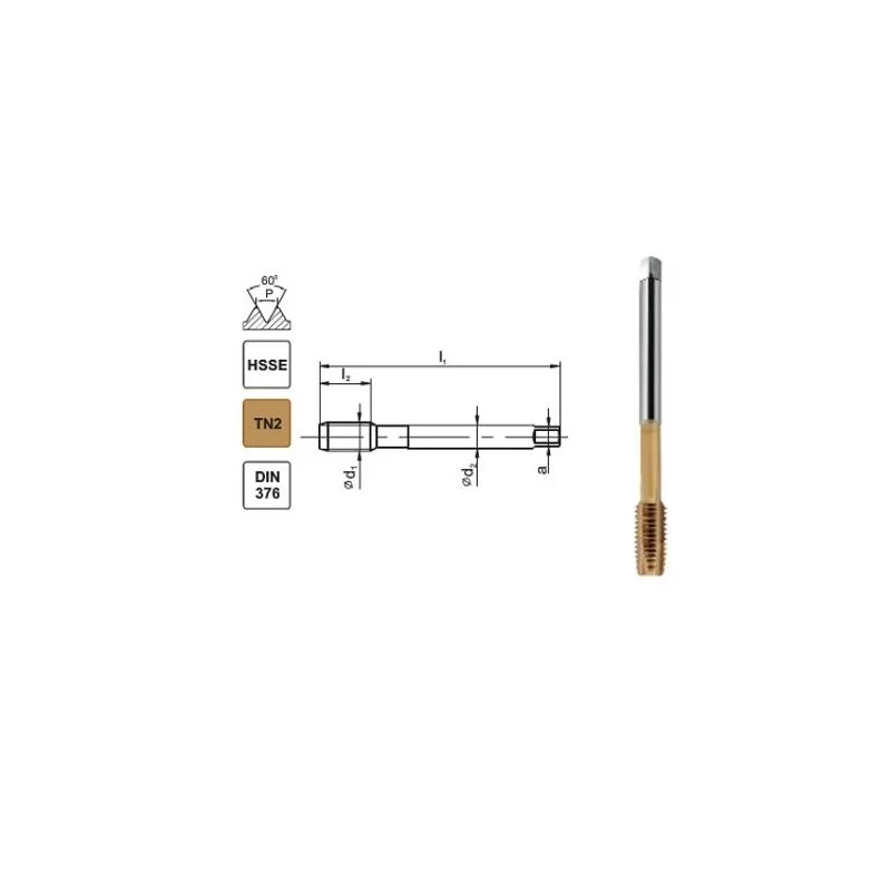 Macho de roscar M10 DIN-376B (6H) HSSE TN 800X - macho de roscar à máquina helicoidal para furos passantes