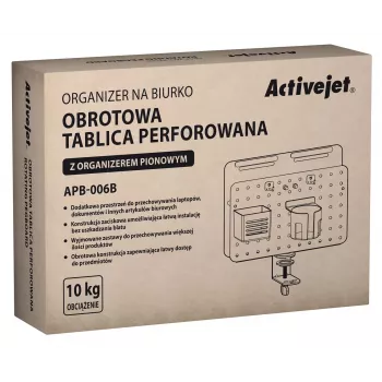 Activejet APB-006B Organizador de secretária perfurado rotativo com suporte vertical para documentos, Preto