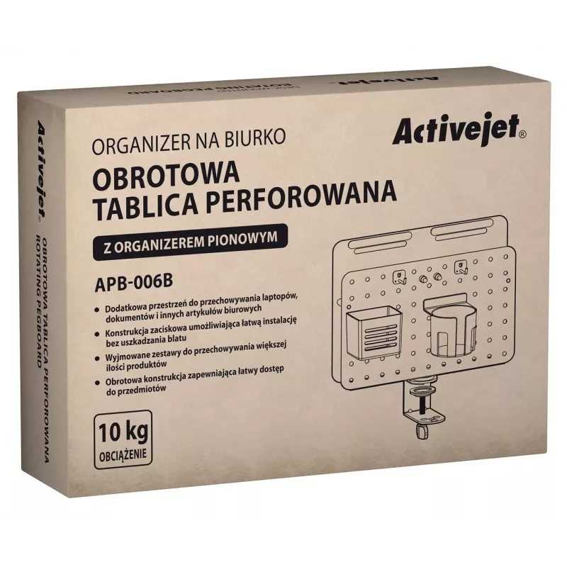 Activejet APB-006B Organizador de secretária perfurado rotativo com suporte vertical para documentos, Preto