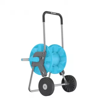 Carro de mangueira em alumínio CELLFAST ALUPLUS 55-260, capacidade 60 m 1/2 polegadas, manivela dobrável, montagem sem ferramentas, cinzento/preto/laranja