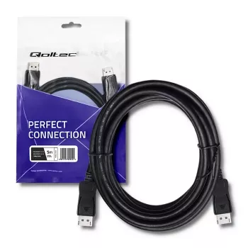 Cabo DisplayPort v1.1 macho-macho 4K Qoltec 5m preto
