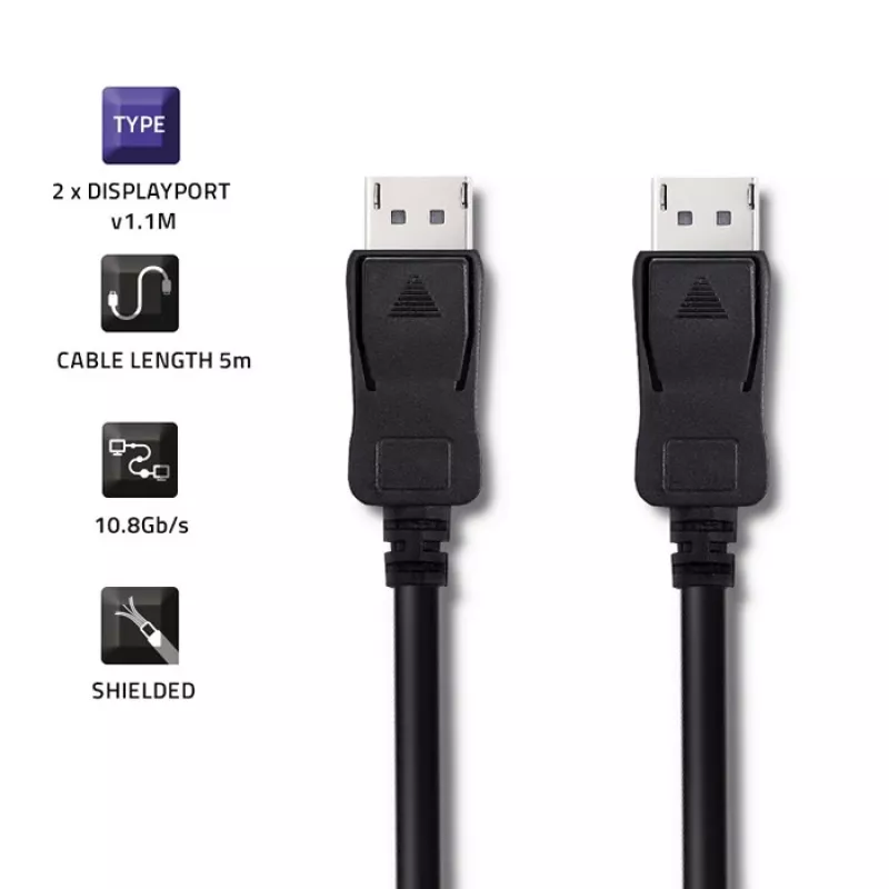 Cabo DisplayPort v1.1 macho-macho 4K Qoltec 5m preto