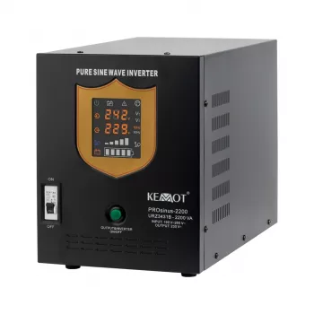 Inversor UPS de onda sinusoidal pura KEMOT PROsinus-2200 com carregador, 12V DC para 230V AC, 2200VA/1600W, torre, preto