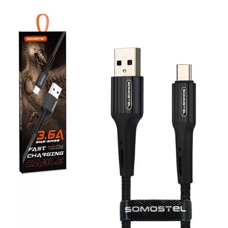 Cabo USB-A para USB-C Quick Charge 3.0 Somostel 1m preto