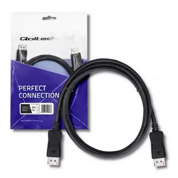 Cabo DisplayPort 1.1 Qoltec, macho para macho, 4K, 2m, preto