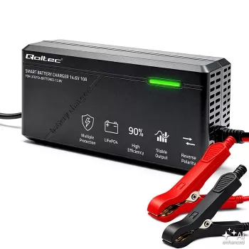 Carregador de bateria LiFePO4 Qoltec 52670 12V 10A carregamento inteligente com indicadores LED