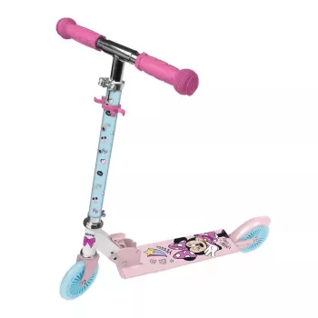 Disney Minnie Mouse trotinete de 2 rodas para crianças, rosa, altura ajustável, dobrável, máx. 50 kg