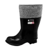 Botas unissexo de borracha com forro de feltro, impermeáveis, antiderrapantes, tamanho 42 (UK 8), preto