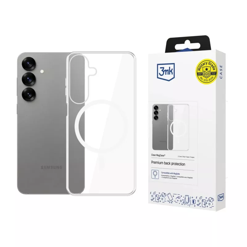 Capa para telemóvel MagSafe transparente 3mk Clear MagCase Samsung Galaxy S25