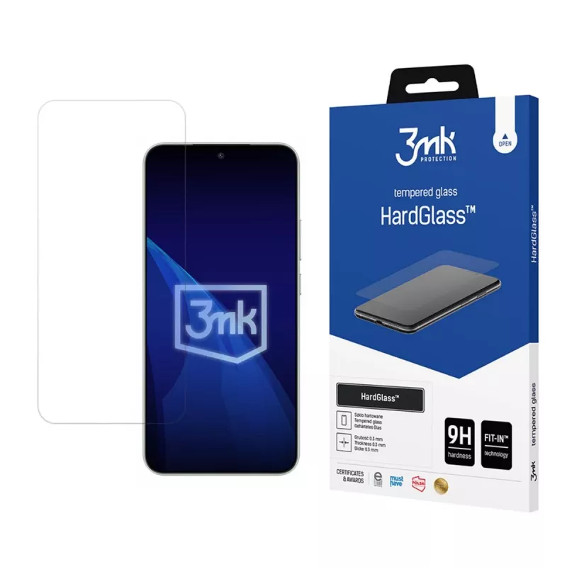 Película de proteção de ecrã em vidro temperado 3mk HardGlass para Honor Magic 8 Lite - 9H, 0,3mm, 2,5D, oleofóbica, sem bolhas, transparente