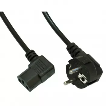 Cabo de alimentação angular Akyga AK-PC-02A, CEE 7/7 para IEC C13 90°, 1,5 m, preto